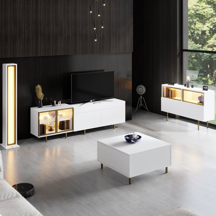 Hanah Home Soporte para TV Vienna Blanco y Dorado